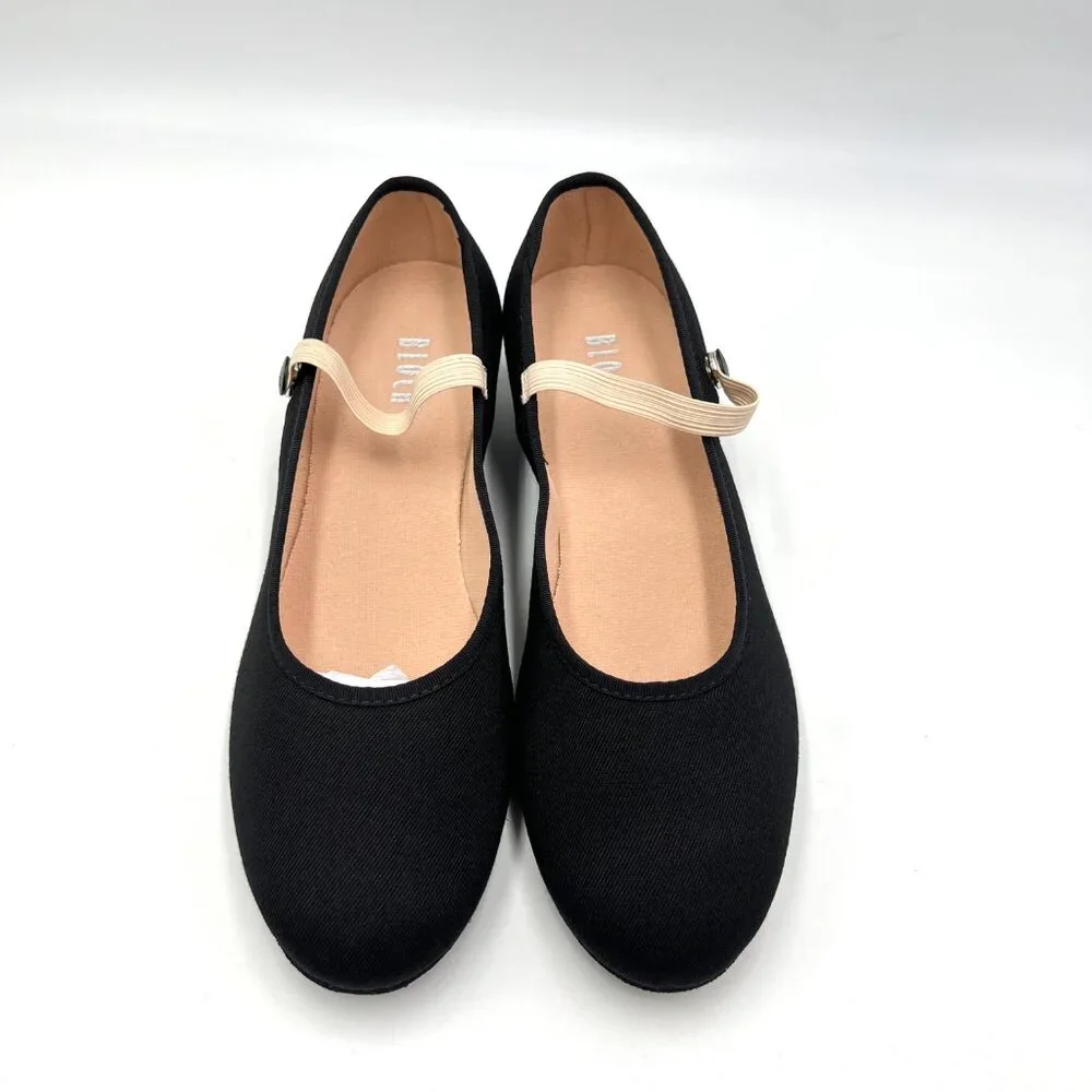 Bloch Womens Size 7.5 S0326L Accent Black Canvas Dance‎ Heels Shoes